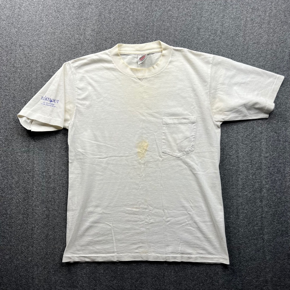 Vintage T-Shirt Mens Large White Oneita 1992 Rainbow Trout Fishing  USA